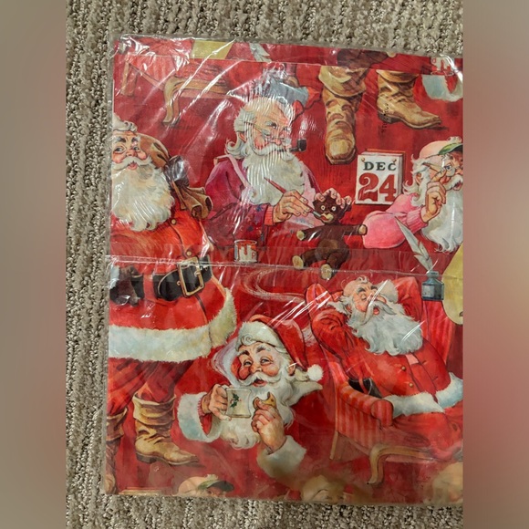 SOLDVintage Hallmark Santa gift wrap, 8.3 sq ft, by Ambassador holiday gift wrap - Picture 6 of 7